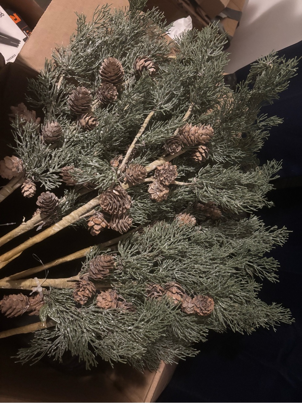 Flocked Pine and Pinecone Holiday garland - Green